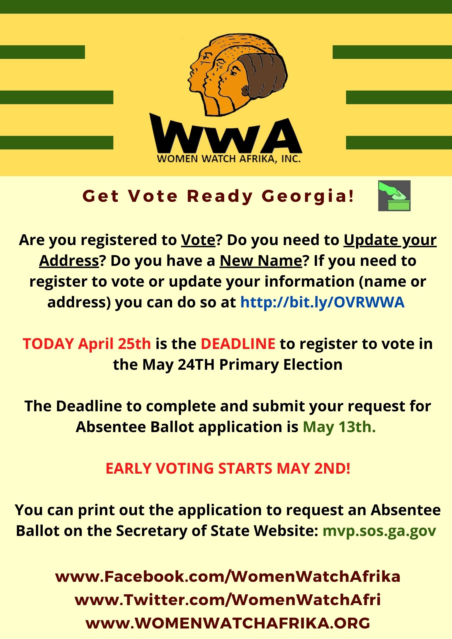 TODAY is the LAST DAY you can Register to Vote for the May 24th Primary ...